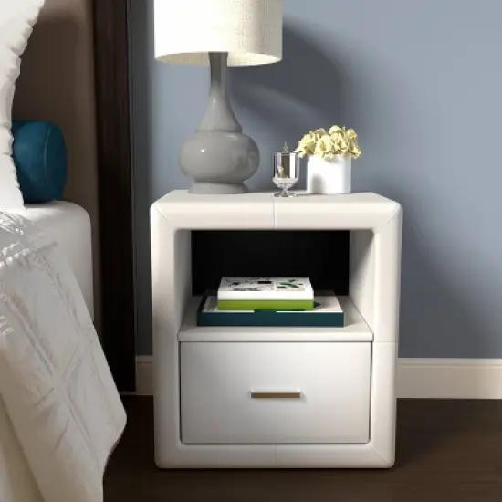 Reunion Faux Leather Upholstered Nightstand - Eco Dream image {6}