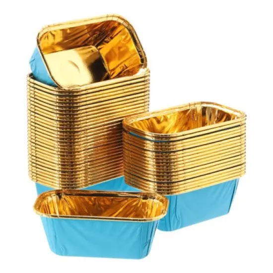 Unique Bargains Greaseproof Single-sided Aluminum Foil Cupcake Liners for Party 50 Pcs image {6}