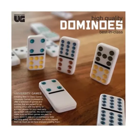 Double 15 Party Dominoes Board Game: University Games, Problem Solving, 1-10 Players, Storage Tin image {5}