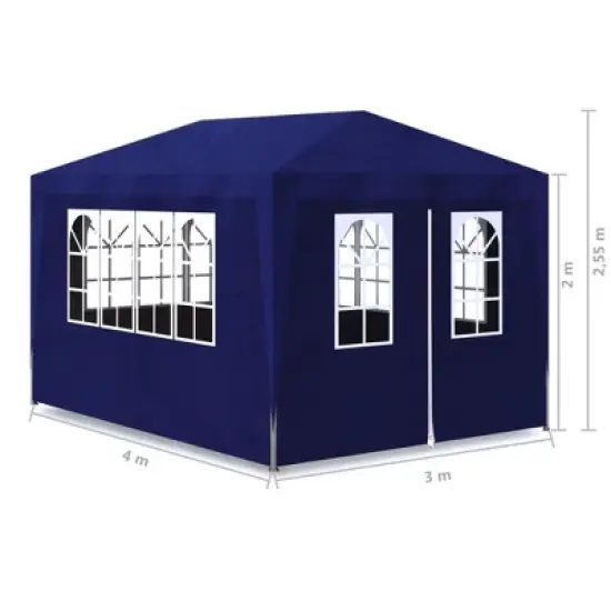 vidaXL Party Tent Blue Polyethylene 9.8 x 13.1 ft UV-resistant materials image {6}