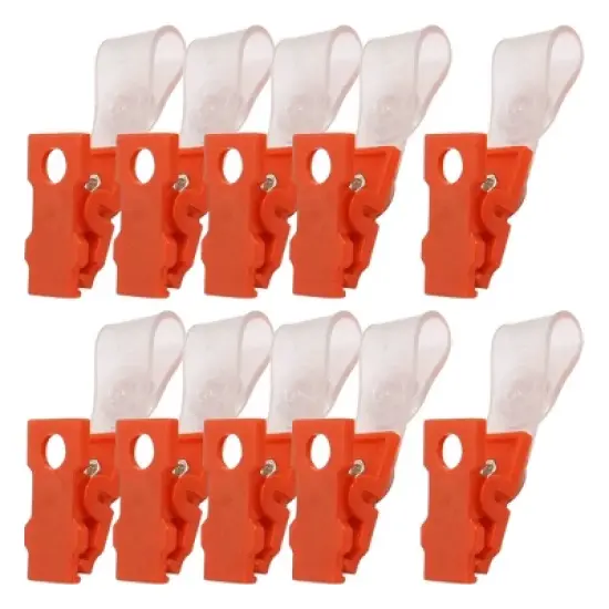 Unique Bargains Plastic Clear Orange Red Badge Holder Badge Strap Clip 7.5 x 1.2 x 1.3 Inch 10 Pcs image {5}