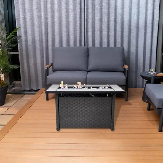 Sol Living 45&sbquo;&Auml;&ugrave; Outdoor Fire Pit Propane Firepit Table with Lid & Lava Rocks 50,000 BTUs image {1}