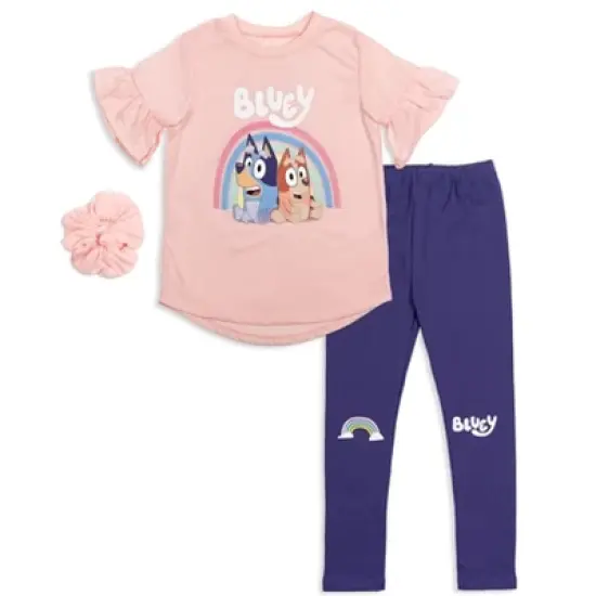 Bluey Bingo Bluey Girls T-Shirt Leggings and Scrunchie 3 Piece Outfit Set Toddler image {8}