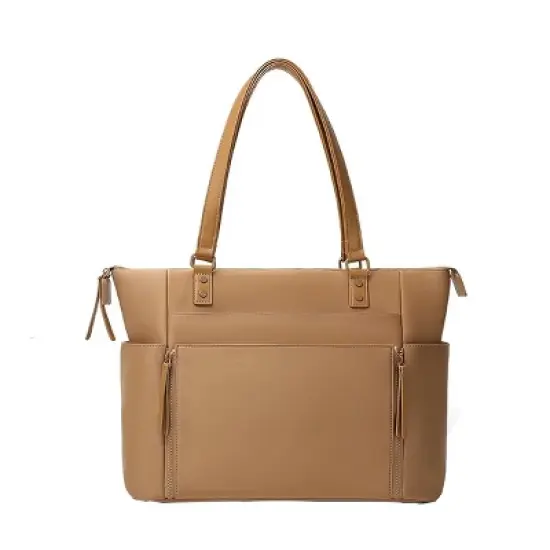 Itopfox Neoprene Diaper Bag Tote with Changing Station, 14 Pockets Large Capacity Travel Baby Bag, Convertible Diaper Tote, Brown image {6}