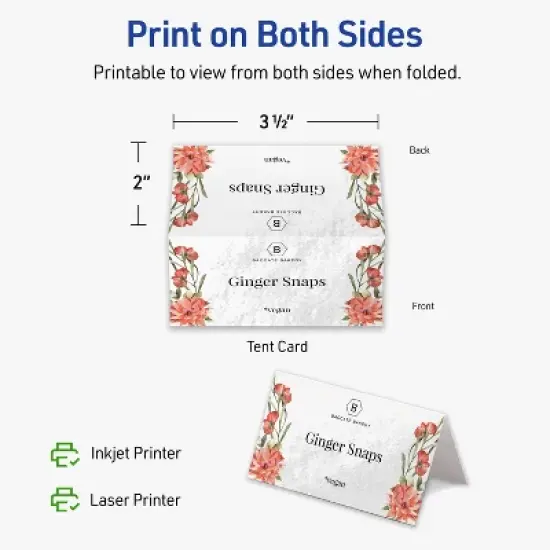 Avery Printable Tent Cards, 2" x 3.5", Glossy White, 40ct image {5}