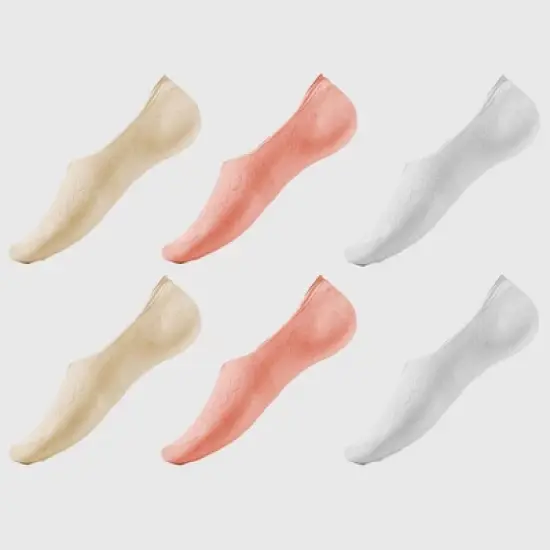 Alilang Women's Solid No Show Socks Non Slip Cotton 6Pk image {11}