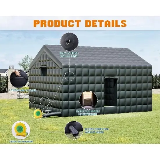 AMERLIFE Inflatable Nightclub Tent, Black Portable Gazebo with Dual Doors, Logo Panel image {3}