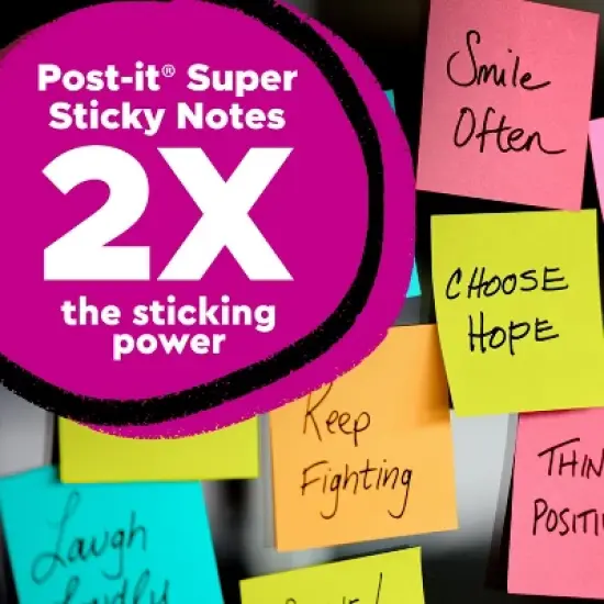Post-it&reg; Super Sticky Notes, 4 in. x 6 in., Supernova Neons Collection, 4 Pads/Pack, 45 Sheets/Pad, Lined: Notepads, Multicolor, Art Design image {1}