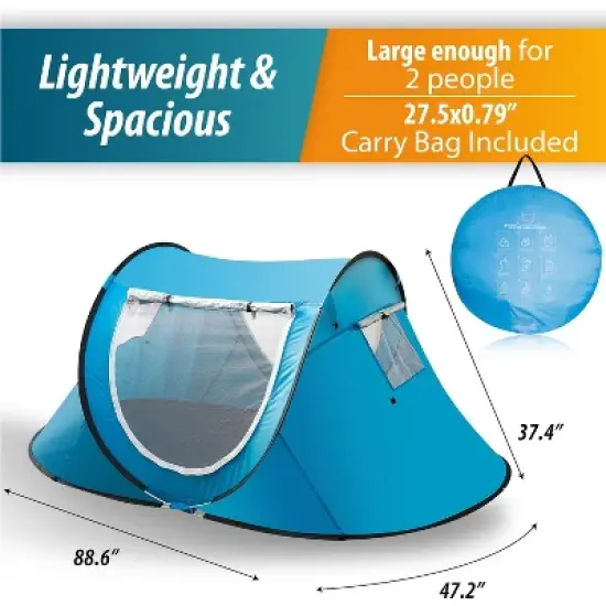 Zone Tech Instant pop Up Beach Tent Canopy - Portable Sun Shade Shelter 2-3 person Easy Set Up Canopy Tent with Carry Bag for Outdoor Activities image {1}