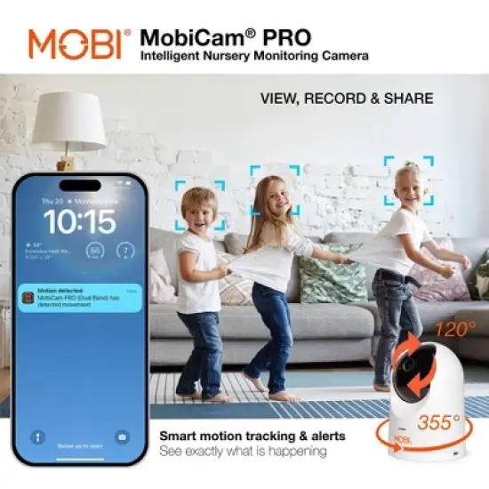 MOBI MobiCam PRO Smart Wi-Fi Pan & Tilt Camera with HD Video, Motion Tracking & 2-Way Audio image {9}
