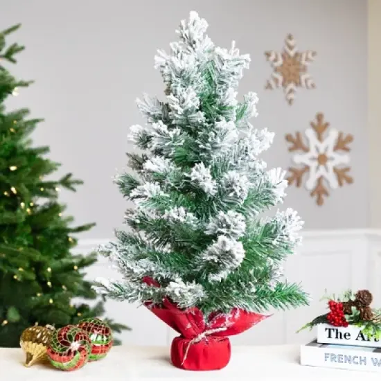 Northlight Full Flocked Angel Pine Artificial Mini Christmas Tree - 24" - Unlit image {1}