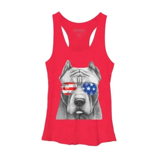 Women's Design By Humans American Pitbull With Sunglasses By Racerback Tank Top image {5}