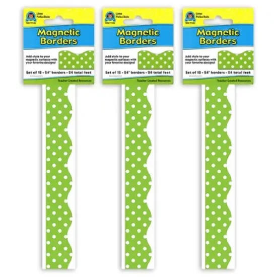 Teacher Created Resources&reg; Magnetic Borders, Lime Polka Dots, 24 Feet Per Pack, 3 Packs image {2}