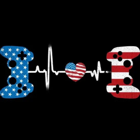 Women's Design By Humans July 4th Flag Heartbeat Video Gamer By Ujangkasep Racerback Tank Top image {1}