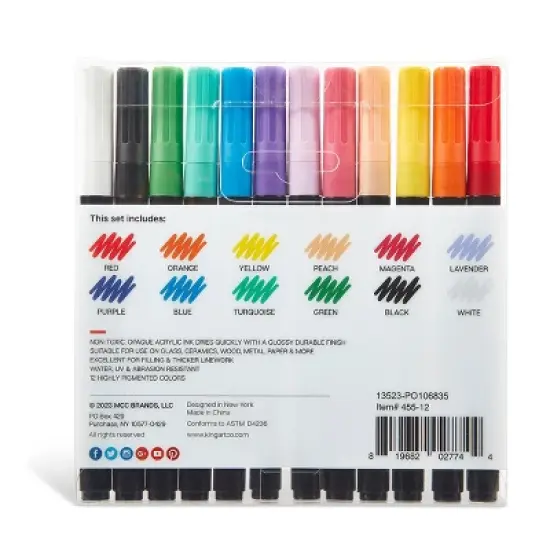 KINGART PRO Paint Pens Fine Tip 12 Colors image {7}