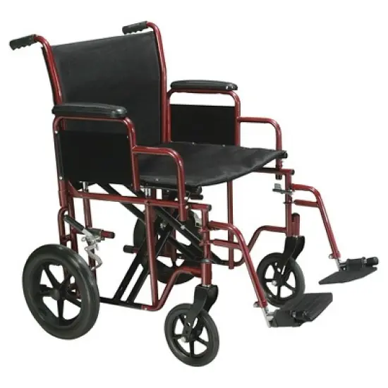 Drive Medical Bariatric Heavy-Duty Transport Wheelchair - 20&Prime; Seat, Swing-Away Footrest - Red image {4}