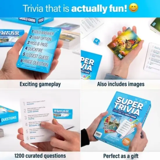 The World Game Super Trivia - Trivia Game for Adults with 1100 Questions: Memory Skills, 2-6 Players, 30-40 Min Play image {2}