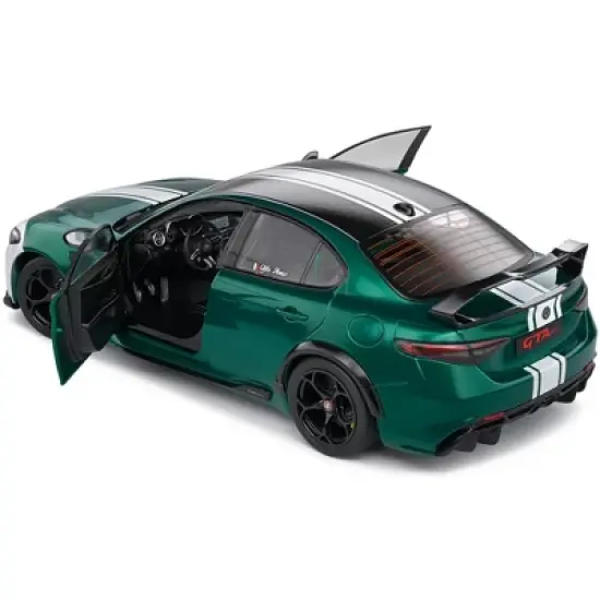2021 Alfa Romeo Giulia GTA M #87 Green Metallic w/Carbon Top & White Stripes "Nurburgring 1973" 1/18 Diecast Model Car by Solido image {3}