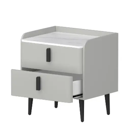 Dexmalle Night Stand with Marble-Pattern Tabletop image {7}