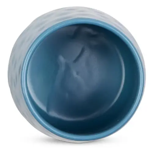 Design Imports Storm Blue Matte Dimple Texture Ceramic Canister Set/2 image {3}
