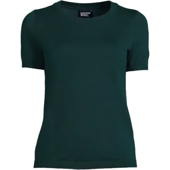 Lands' End Women's Fine Gauge Crew Neck Short Sleeve Tee Sweater image {7}