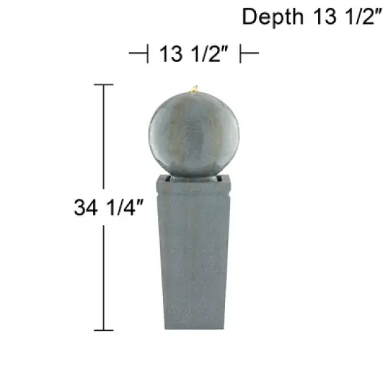 Ball and Pillar 34 1/4" High Large Modern Indoor Outdoor Decor Faux Stone Floor Fountain with Light LED Bubbler Outside Garden Patio image {3}