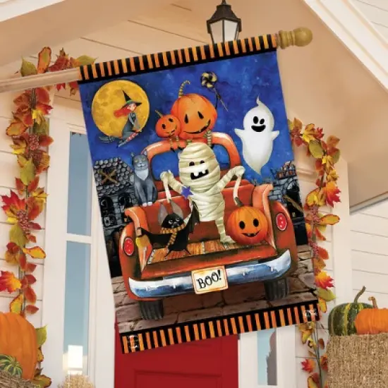 Haunted Pickup House Flag 40" x 28" Briarwood Lane image {2}