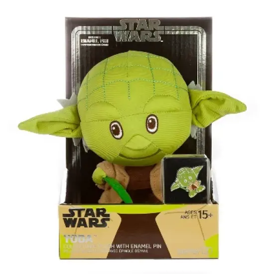 Toynk Star Wars Baby Yoda and R2-D2 Stylized 7 Inch Plush Set of 2 With Enamel Pins image {3}