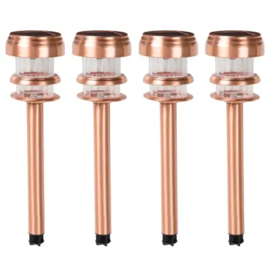 Nature Spring Solar-Powered LED Pathway Lights With Stakes - Set of 4, Copper image {2}
