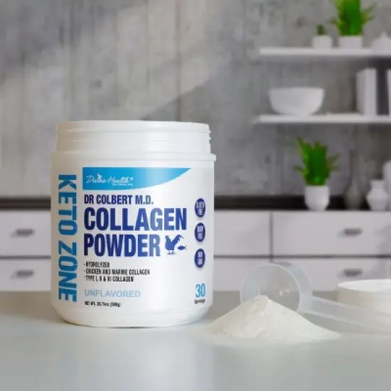 Hydrolyzed Type I, II & III Collagen Drink Mix Powder - Sugar Free Unflavored Flavor Divine Health by Dr. Colbert - 20.74oz image {1}