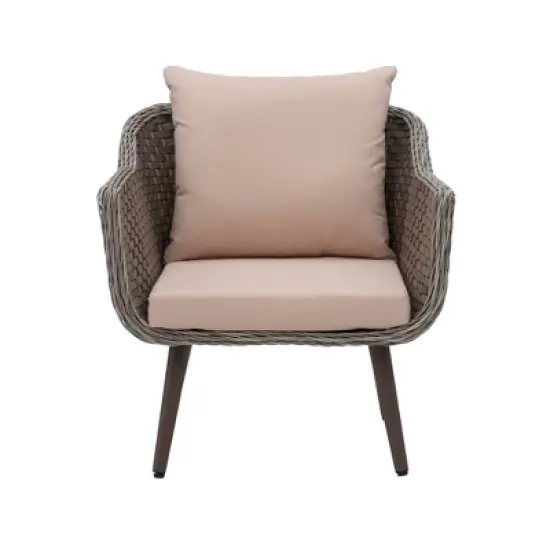 3pc Bertram Outdoor Wicker Conversation Set Gray - Linon image {3}