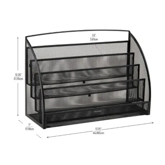 4 Tier Mesh Document Holder Black - Mind Reader: Metal Desk Organizer for Office Supplies & Organization image {6}