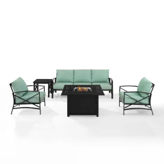 Kaplan 5pc Outdoor Sofa Set with Fire Table - Mist - Crosley image {2}