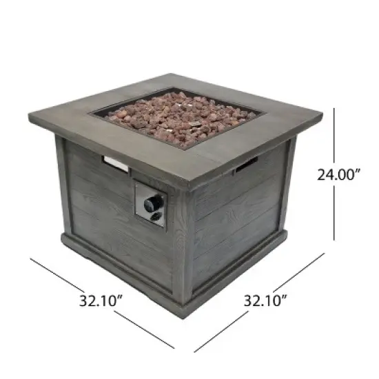 GDFStudio Ellesmere Outdoor 40,000 BTU Lightweight Concrete Square Fire Pit image {2}
