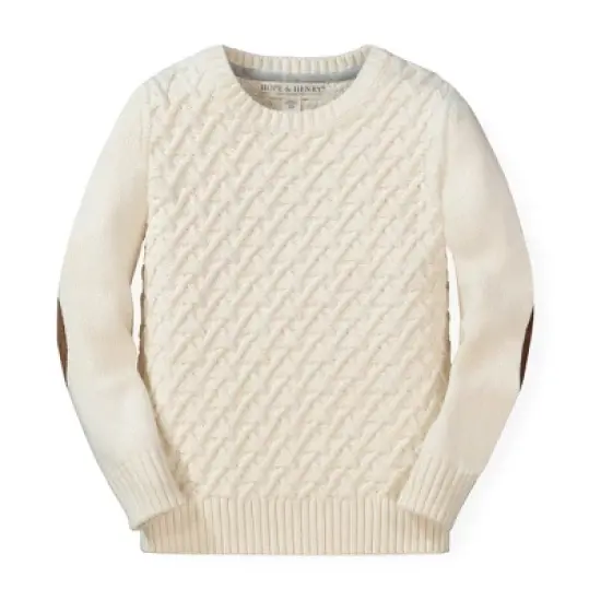 Hope & Henry Boys' Crewneck Pullover Sweater with Elbow Patches, Kids image {10}