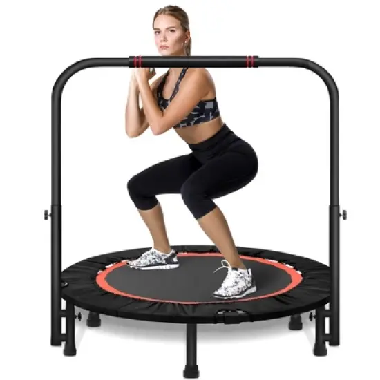 HONGGE 40" Fitness Mini Trampoline Exercise Rebounder with Adjustable Handle Max Load 450lbs image {8}