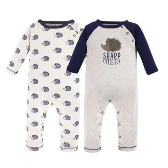 Touched by Nature Baby Boy Organic Cotton Coveralls 2pk, Hedgehog image {1}