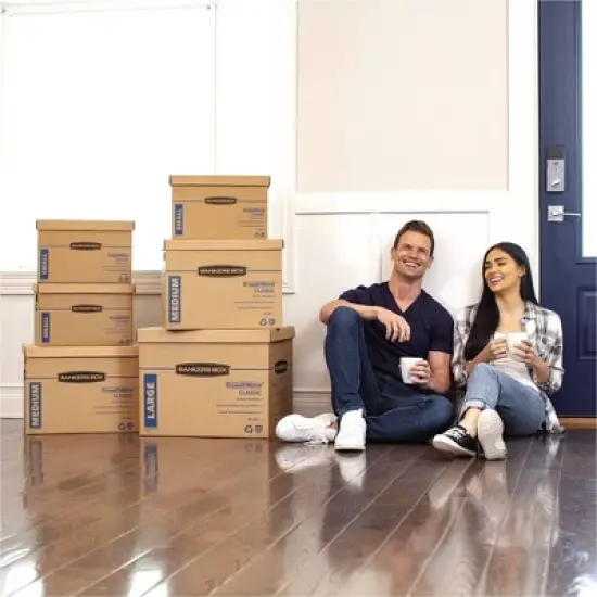 Fellowes Bankers Box 10pk SmoothMove Small Moving Boxes: Corrugated Paper, Beige, Packing Supplies, Moving Supplies image {3}