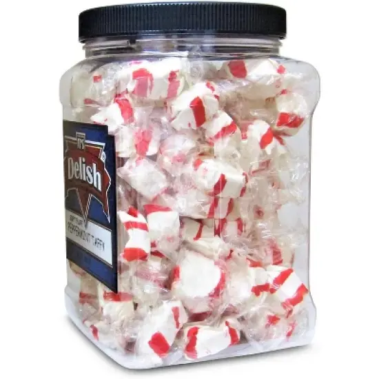 Soft Fluff Peppermint Taffy Chews by It's Delish, &ndash; 16 Oz Jumbo Reusable Container image {2}