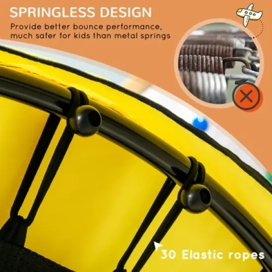 QingMoon 55IN 4.6FT Toddler Trampoline With Safety Enclosure & Ball Pit With Capacity For 20 Balls For Indoor Or Outdoor Use,Yellow image {3}