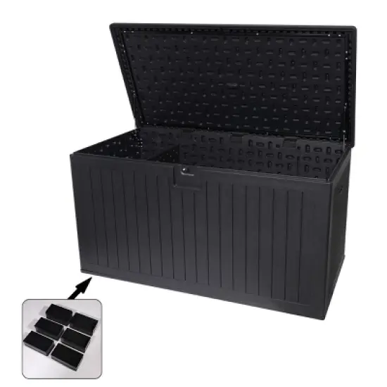 Large Deck Box with Lockable Lid Waterproof Outdoor Storage for Patio Cushions Pool Supplies Garden Tools and Accessories-Maison Boucle image {4}