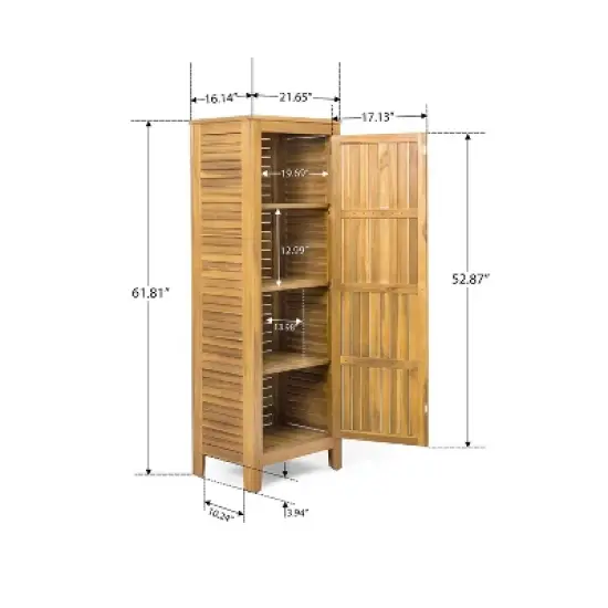 Christopher Knight Home Gribs Outdoor Patio Storage Cabinet Acacia Wood Teak Finish image {2}