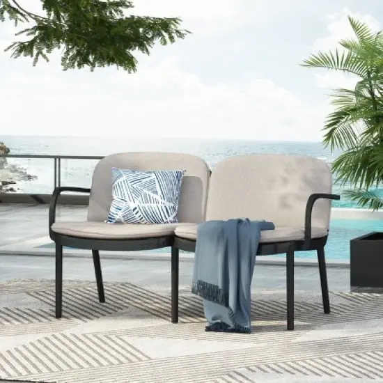 Weather-Resistant Outdoor Loveseat with Water-Repellent Cushions, Rust-Resistant PP Frame, and Ergonomic Design for Maximum Comfor-Coolbibila image {7}