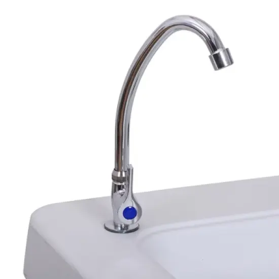 Outsunny Portable Folding Camping Table with Sink, Faucet, Dual Stainless Steel Basins, and Accessories for Fish Cleaning, 50" image {4}