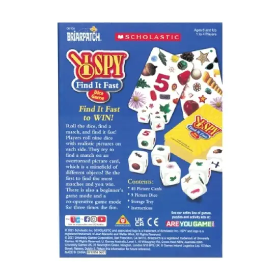 I Spy Find It Fast Dice Game: Briarpatch Educational Patterns & Board Activity, 1-4 Players, Includes Cards & Instructions image {1}