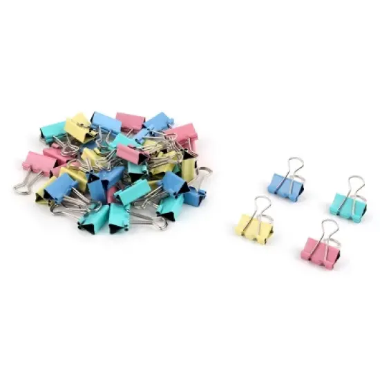 Unique Bargains Home Office File Paper Mini Metal Binder Clips 1.3x0.7x0.3 inches Pink Blue Green Yellow 40 Pcs image {3}