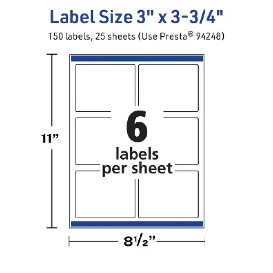 Avery TrueBlock Matte White Paper Labels,  3" x 3-3/4" Rectangle image {4}