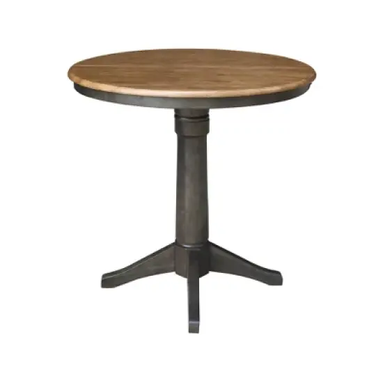 36" Justin Round Drop Leaf Dining Table Tan/Washed Coal - International Concepts image {2}