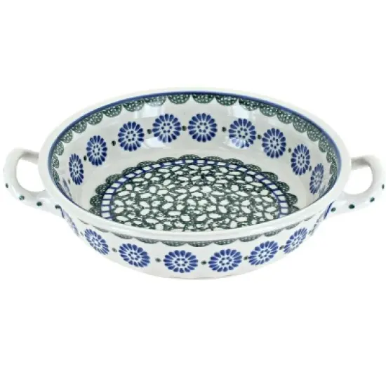 Blue Rose Polish Pottery C40 Ceramika Artystyczna Mini Casserole Dish with Handles image {10}
