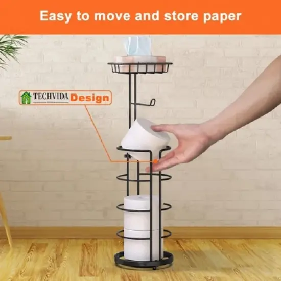 Tissue Paper Roll Stand, Bathroom Toilet Paper Storage Holder, Floor Standing Toilet Paper Dispenser image {3}
